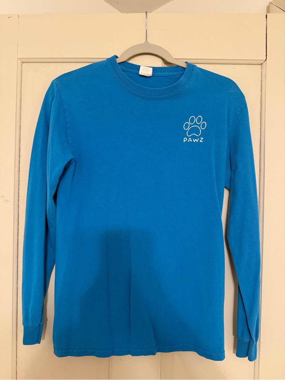 PAWZ Bright Blue Long Sleeve Tee with White Paw Logo